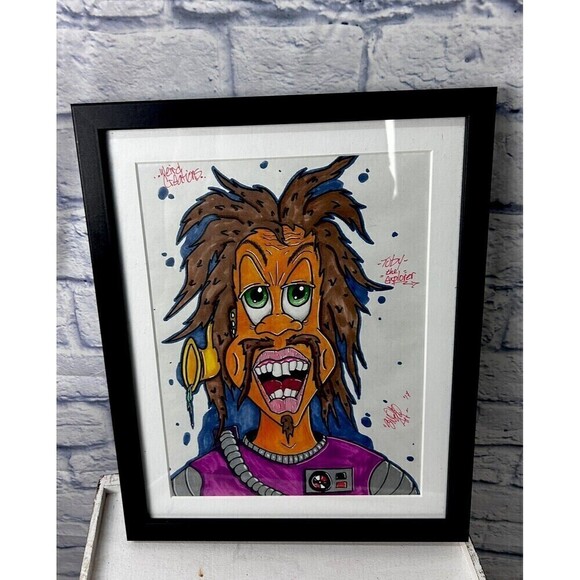 Alien Art Work Weird Creations Original Marker Drawing Signed Matted Framed - Picture 3 of 11